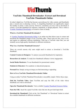 YouTube Thumbnail Extractor Online – Extract & Save YouTube Thumbnails Instantly