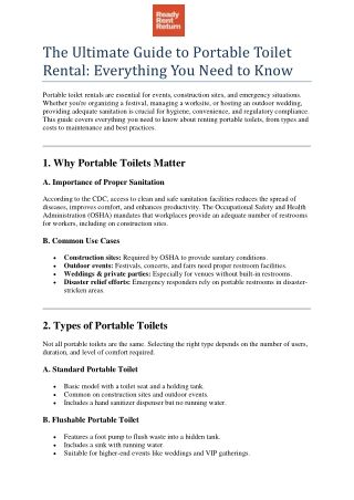 The Ultimate Guide to Portable Toilet Rental1