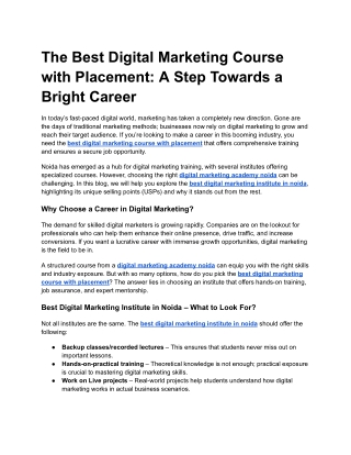 The Best Digital Marketing Course with Placement_ A Step Towards a Bright Career
