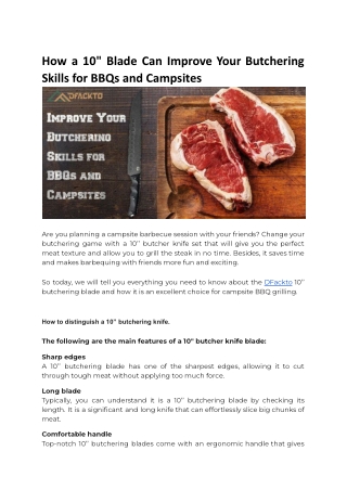 How a 10" Blade Can Improve Your Butchering Skills for BBQs and Campsites