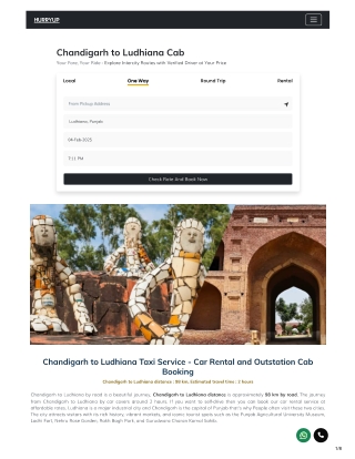 Book Chandigarh To Ludhiana cab @ ₹1200 | Online Cab Booking | HurryUp Cabs