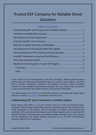 Trusted DEF Company for Reliable Diesel Solutions