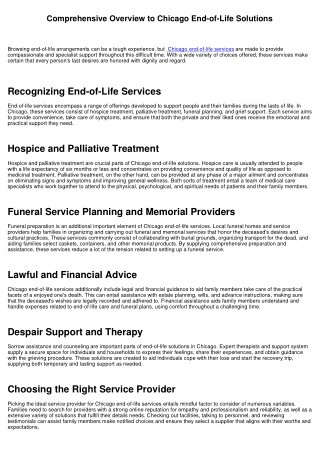Comprehensive Guide to Chicago End-of-Life Providers