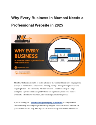 Why Every Business in Mumbai Needs a Professional Website in 2025