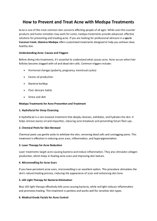 How to Prevent and Treat Acne with Medspa Treatments