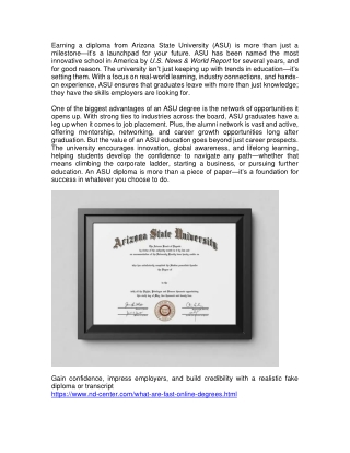 Arizona State University Fake Diploma Fake Degree