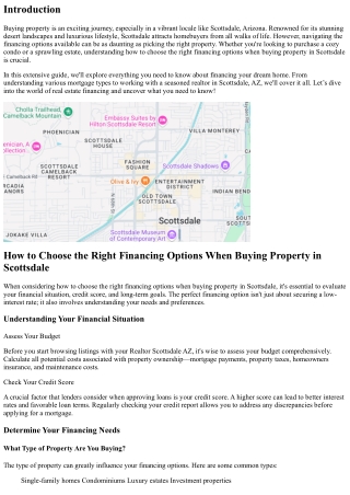 “How to Choose the Right Financing Options When Buying Property in Scottsdale”