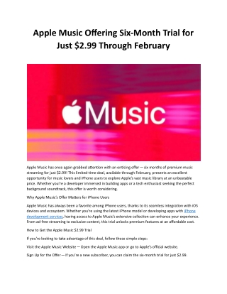 Apple Music Offering Six-Month Trial for Just $2.99 Through February