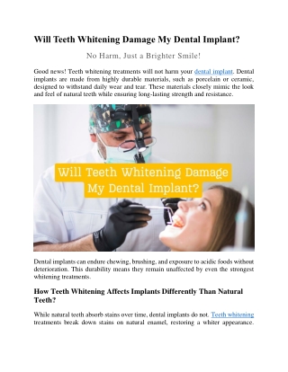 Is Teeth Whitening Possible with a Dental Implant
