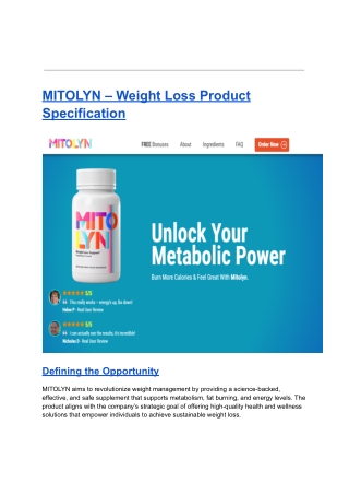 MITOLYN – Weight Loss Product