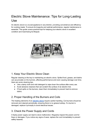 Electric Stove Maintenance_ Tips for Long-Lasting Use