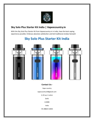 Sky Solo Plus Starter Kit India  Vapeecountry.in