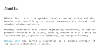 Window and Door Manufacturer - Window Star