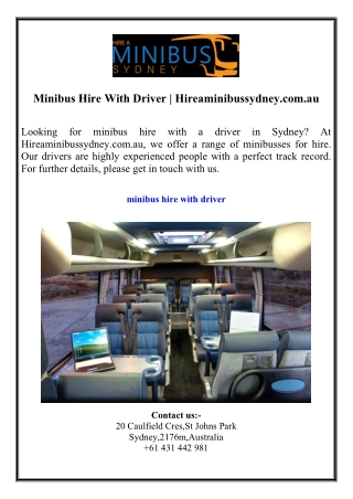 Minibus Hire With Driver  Hireaminibussydney.com.au