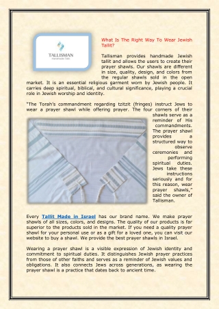What Is The Right Way To Wear Jewish Tallit
