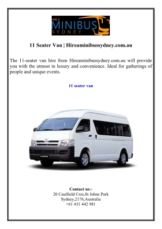 11 Seater Van  Hireaminibussydney.com.au