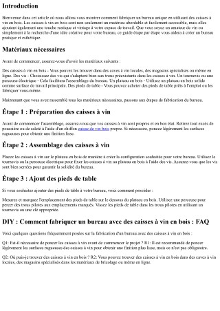 DIY : Comment fabriquer un bureau avec des caisses à vin en bois