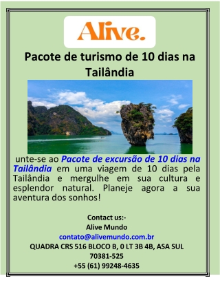 Pacote de turismo de 10 dias na Tailândia
