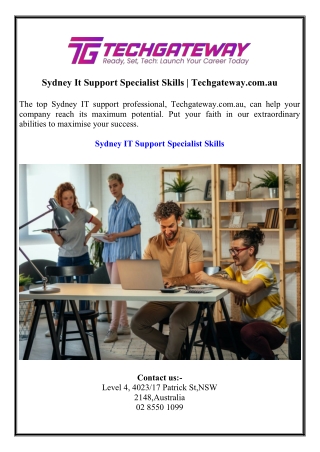 Sydney It Support Specialist Skills  Techgateway.com.au