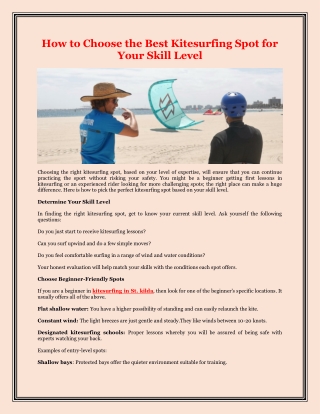 How to Choose the Best Kitesurfing Spot for Your Skill Level