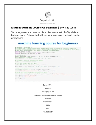 Machine Learning Course For Beginners Styrishai.com
