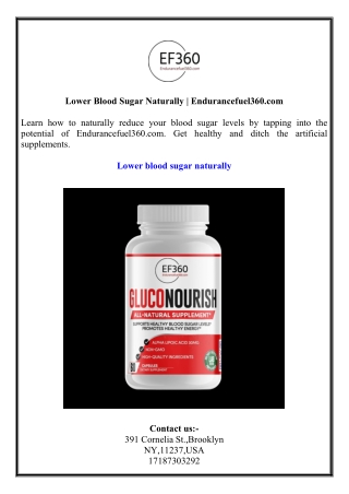 Lower Blood Sugar Naturally  Endurancefuel360.com