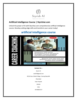 Artificial Intelligence Course  Styrishai.com