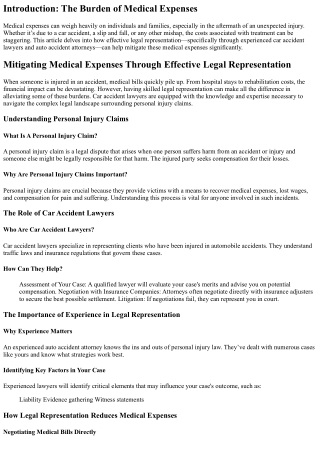 “Mitigating Medical Expenses Through Effective Legal Representation”