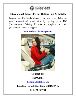 Apply for Your International Drivers Licence Online Today