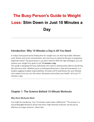 The Busy Person's Guide to Weight Loss .Slim Down in Just 10 Minutes a Day