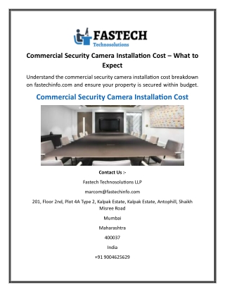 Commercial Security Camera Installation Cost  What to Expect