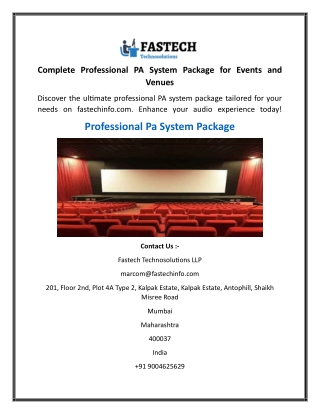 Complete Professional PA System Package for Events and Venues