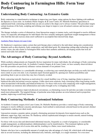 Body Contouring Michigan