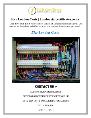 Eicr London Costs  Londoneicrcertificates.co.uk