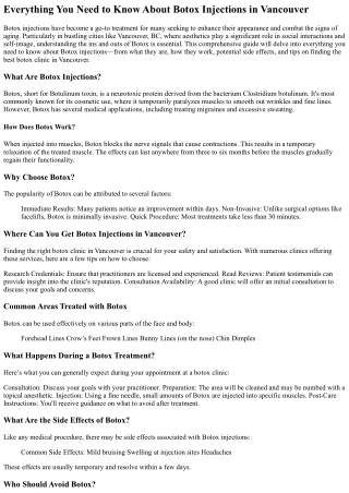 Everything You Need to Know About Botox Injections in Vancouver