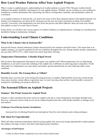 “How Local Weather Patterns Affect Your Asphalt Projects”
