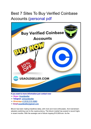 Best 7 Sites To Buy Verified Coinbase Accounts (personal pdf