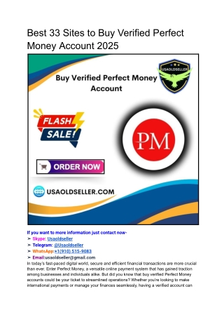 Best 33 Sites to Buy Verified Perfect Money Account 2025