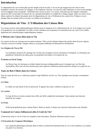 Dégustations de Vins : L’Utilisation des Caisses Bois