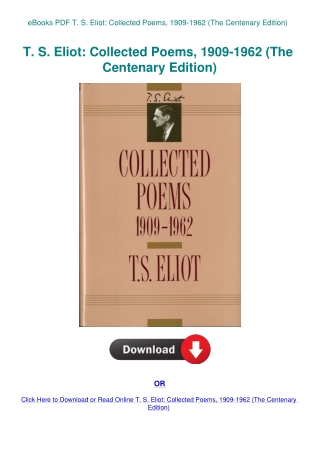 eBooks PDF T. S. Eliot Collected Poems  1909-1962 (The Centenary Edition)