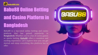 Babu88 Online Betting and Casino Platform in Bangladesh