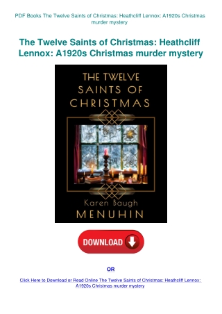 PDF Books The Twelve Saints of Christmas Heathcliff Lennox A1920s Christmas murder mystery