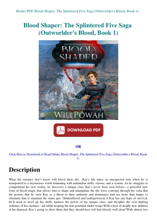 Books PDF Blood Shaper The Splintered Five Saga (Outworlder's Blood  Book 1)