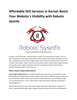 Affordable SEO Services in Karnal