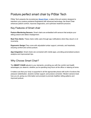 Posture perfect smart chair by PiStar Tech