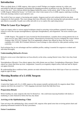 A Day in the Life of a LASIK Surgeon: Behind the Scenes