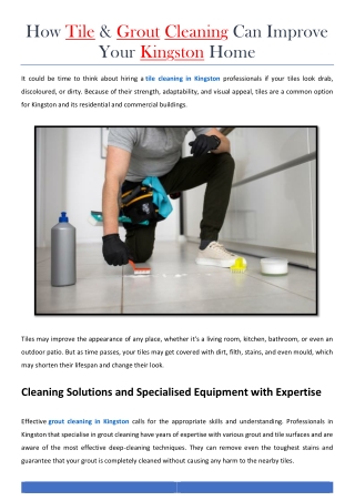 How Tile & Grout Cleaning Can Improve Your Kingston Home