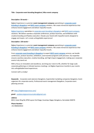 Corporate event branding Bangalore| Mice event company