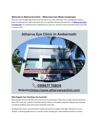 Eye Clinic Your Trusted in Ambernath | Atharva Eye Hospital