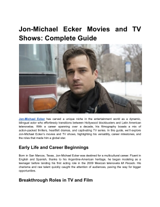 Jon-Michael Ecker Movies and TV Shows_ Complete Guide